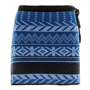 Nordic Fair Isle Knit Mini Skirt Blue Wool Blend XS Winter